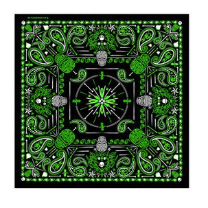 BANDANA MENS PAISLEY SKULL GREEN