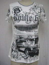 ROUTE 66 / CAR - MADE IN USA - 100%Cotton - Short Sleeve Lady Shirt