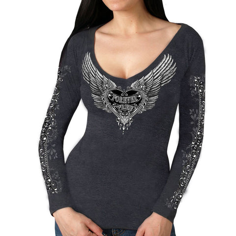 SILVER FLIGHT LADIES V-NECK LONG SLEEVE SHIRT