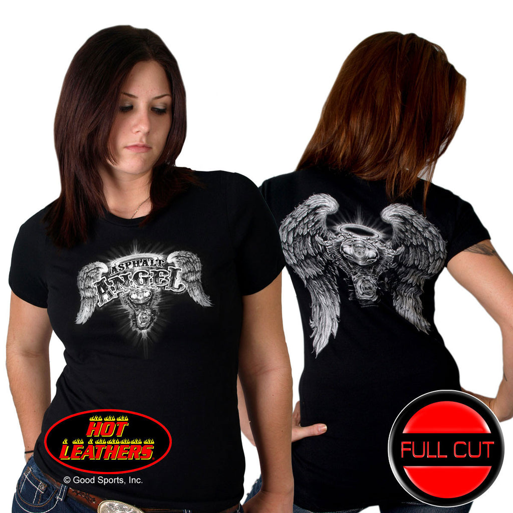FULL CUT DOUBLE SIDED ASPHALT ANGEL LADY T SHIRT 100 Cotton