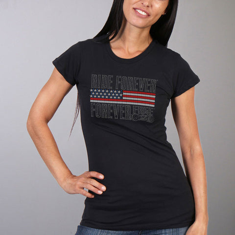 FLAG BLING SHORT SLEEVE LADIES T-SHIRT - FULL CUT