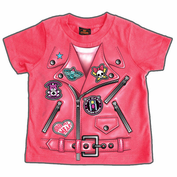 LEATHER JACKET GIRLS - TODDLER T-SHIRT - COTTON