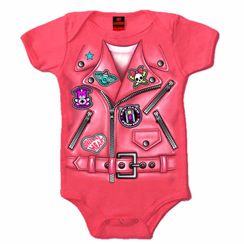 LEATHER JACKET GIRLS - COTTON BABY ONESIE