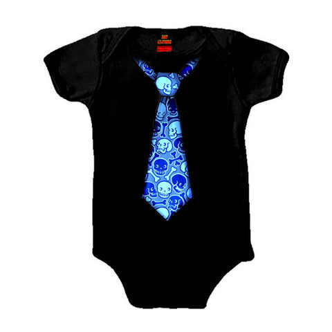 SKULLY NECK TIE ONESIE