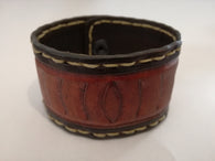 Hand Stitched - Embosed Leather Wrist Band - 19cm wrist