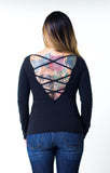 LS LADY NEVER LOOK BACK - LACE UP BACK RAGLAN TOP - LUCKY 13 SINCE 1991