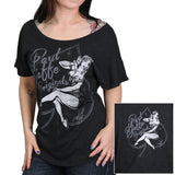 SS LADY T-SHIRT - PAUL YAFFE BAGGER NATION SPADE PIN UP DOLMAN