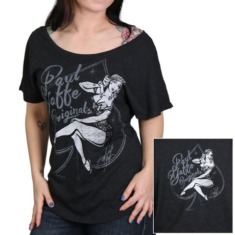 SS LADY T-SHIRT - PAUL YAFFE BAGGER NATION SPADE PIN UP DOLMAN