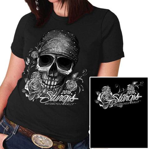 STURGIS BANDANA SKULL FULL CUT LADY SHIRT - BLACK