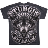 STURGIS 2017 - SS LONE WOLF JUMBO BACK PRINT - DOUBLE SIDED - DARK HEATHER