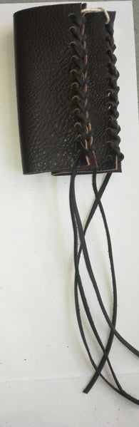 HAND MADE LEATHER THROTTLE TASSEL -  DARK BROWN WITH BLACK LACE