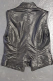 LADY'S LAMBSKIN LEATHER VEST - PLAIN WITH BULLDOGHOOKS - BLACK