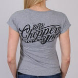 SS V-NECK LADY CHOPPERS INC VINTAGE RACING - 100% Cotton