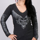 SILVER FLIGHT LADIES V-NECK LONG SLEEVE SHIRT