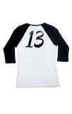 THE FAST & LOUD WOMEN'S 3/4 SLEEVE TWO TONE RAGLAN TEE - LUCKY 13 SINCE 1991