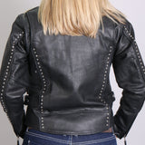 LADIES LEATHER JACKET WITH ROUND STUDS