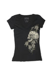SS LADY DEEP V-NECK SKULL ROSE - LUCKY 13 SINCE 1991