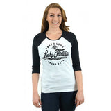 THE FAST & LOUD WOMEN'S 3/4 SLEEVE TWO TONE RAGLAN TEE - LUCKY 13 SINCE 1991