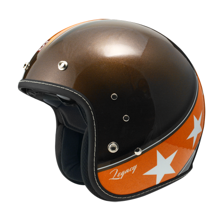 ZEUS OPEN FACE HELMET- BROWN-ORANGE STARS – The Biker Store