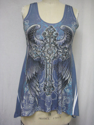 CROSS WING TOP / BLUE - DYE SUBLIMATION - MADE IN USA