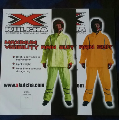High Visibility Rain Suit / Jacket-Pants / ERSO Orange and Lime / XKULCHA