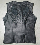 STEALTH LADY LEATHER VEST STUDDED ORNAMENT WINGS