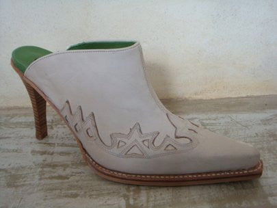 SENDRA BRAVO NOBUK LEATHER / LINEN BEIGE HIGH HEEL EMBROIDED / LIMITED EDITION-MADE IN SPAIN