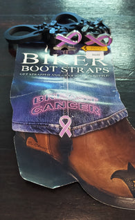BUNGEE BOOT BREAST CANCER RIBBON - MOTORCYCLE RIDING PANT CLIPS