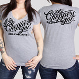 SS V-NECK LADY CHOPPERS INC VINTAGE RACING - 100% Cotton