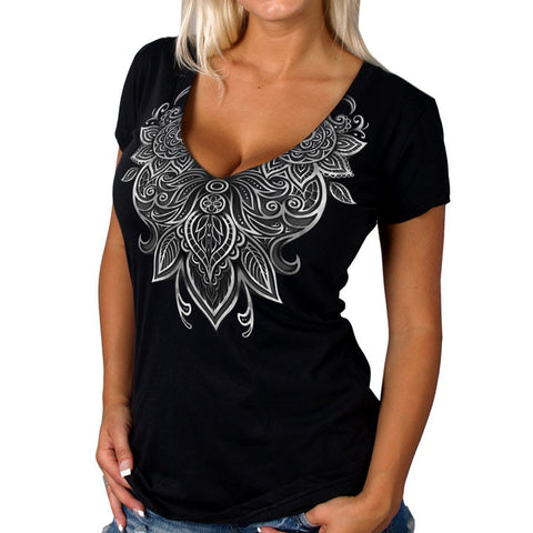 SS V LACE - SHORT-SLEEVE V-NECK LADY T-SHIRT