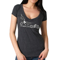 SS V PASSION WINGS - LADY SHORT SLEEVE - V NECK T-SHIRT - 100% Cotton