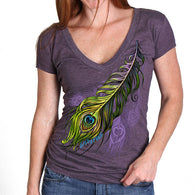 SS V-NECK PEACOCK FEATHER