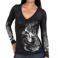 V NECK BURNOUT LONGSLEEVE ORIGINAL FLAPPER DESIGN