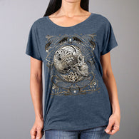 SHORT SLEEVE PROFILE SUGAR SKULL LADY T SHIRT - FULL CUT