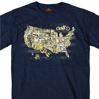 USA MAP FRONT PRINT T-SHIRT - SHORT-SLEEVE MEN T-SHIRTS