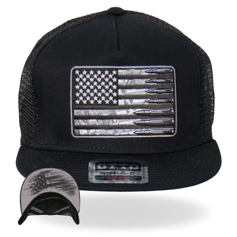 BALL CAP - Flag Bullets Snap Back Trucker Hat