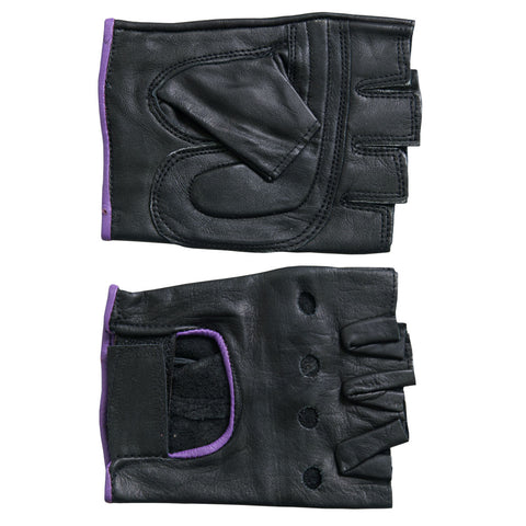 FINGERLESS BLACK & PURPLE GLOVE