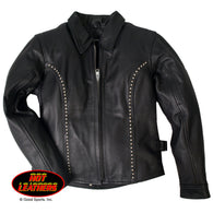 LADIES LEATHER JACKET WITH ROUND STUDS