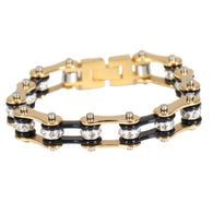 BLACK & GOLD MOTORCYCLE CHAIN BRACELET