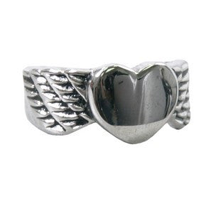 WINGED HEART RING - 316L stainless steel