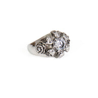 RING RHINESTONE SKULL ROSES - 316L stainless steel - Lady