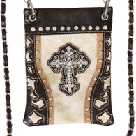 PURSE WITH CROSS & BEIGE CUT OUTS