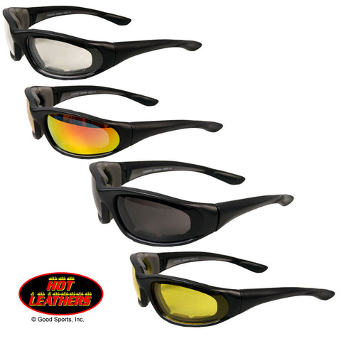 BIKER WRAP SUNGLASSES WITH PADDING / CLEAR - YELLOW LENSES