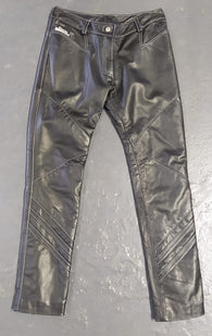 LADY'S LAMBSKIN LEATHER PANTS - SKINNY - BLACK WITH CONTRAST