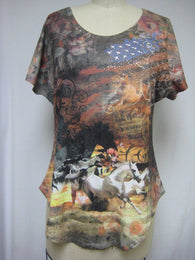 COWBOY HORSES - FULL CUT - DYE SUBLIMATION T-SHIRT - MADE IN USA