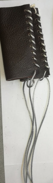 HAND MADE LEATHER THROTTLE TASSEL -  DARK BROWN WITH SILVER LACE