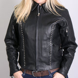 LADIES LEATHER JACKET WITH ROUND STUDS