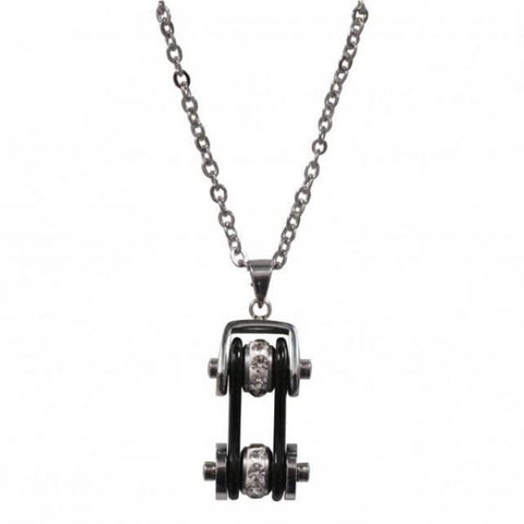 NECKLACE BIKE CHAIN BLK/BLING - 316L stainless steel - Lady